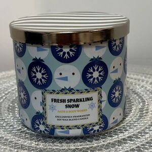 BBW Fresh Sparkling Snow 3 Wick Scented Candle NWT
